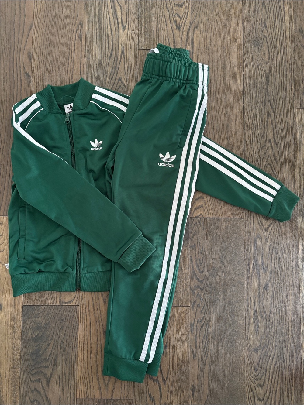 adidas Green Trefoil Zip Track Jacket and Pants Set